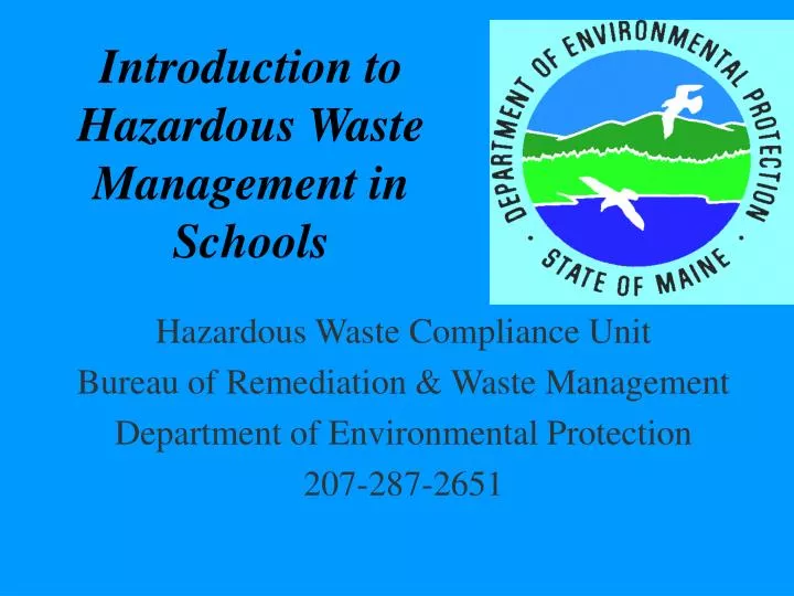 introduction to hazardous waste management in schools