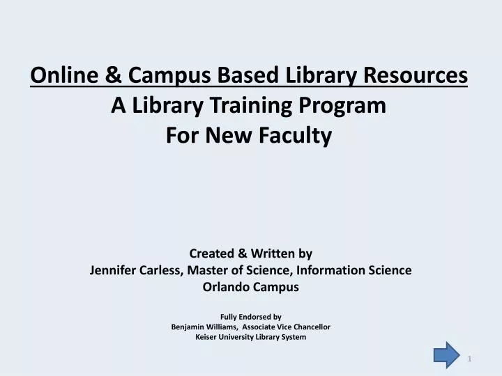 online campus based library resources a library training program for new faculty