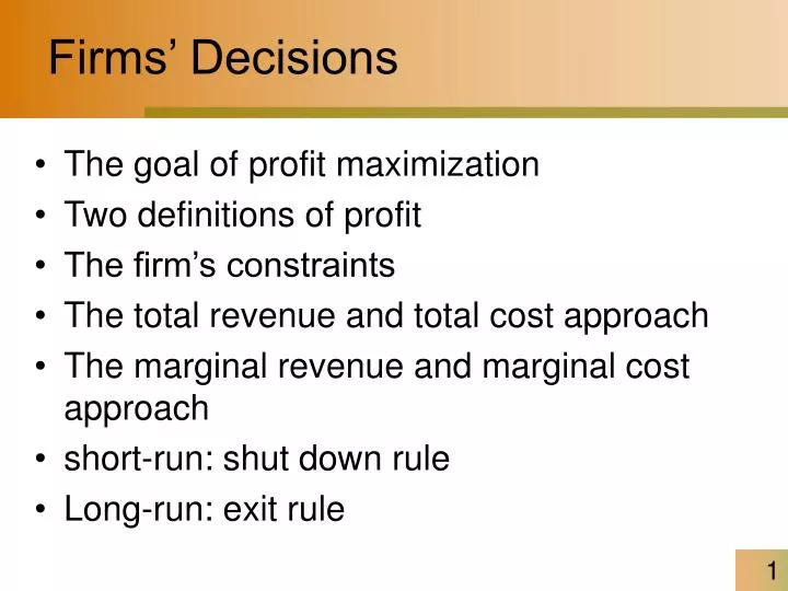 firms decisions