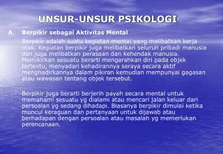 unsur unsur psikologi