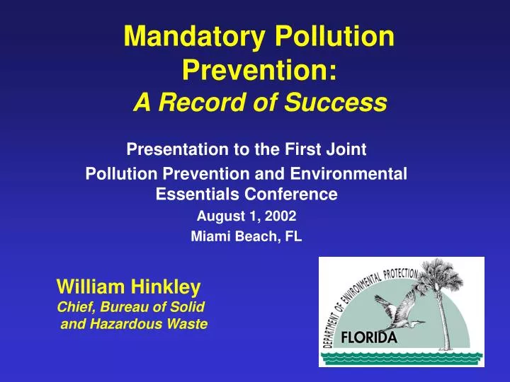 mandatory pollution prevention a record of success
