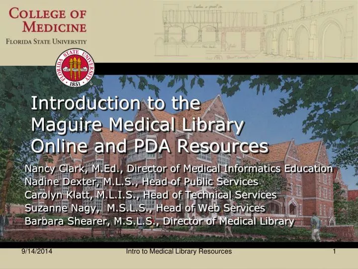 introduction to the maguire medical library online and pda resources