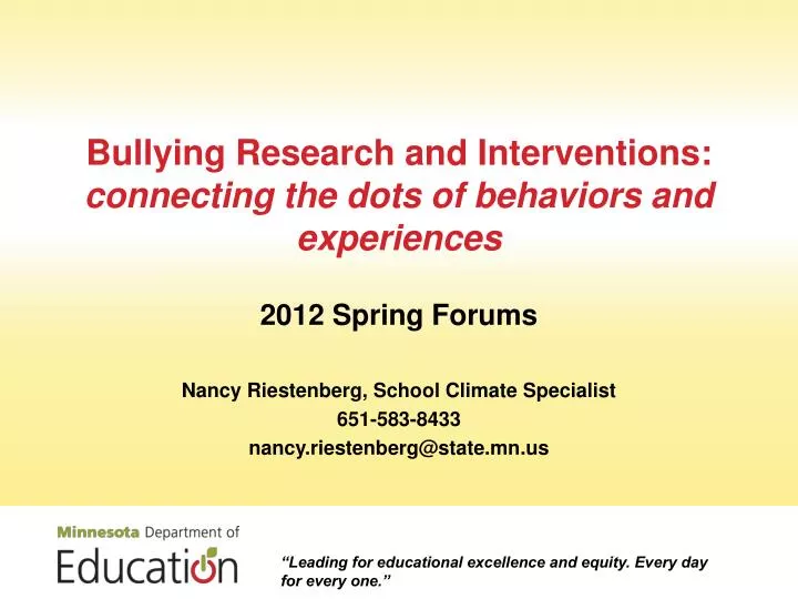bullying research and interventions connecting the dots of behaviors and experiences