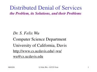 distributed denial of services the problem its solutions and their problems