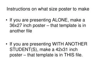 Instructions on what size poster to make