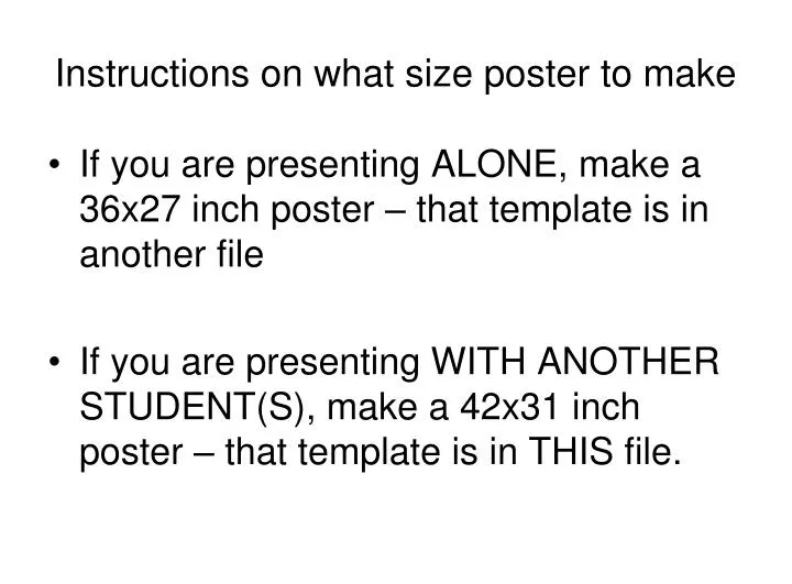 instructions on what size poster to make