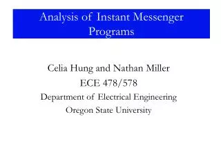 Analysis of Instant Messenger Programs