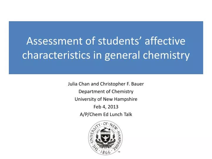 assessment of students affective characteristics in general chemistry