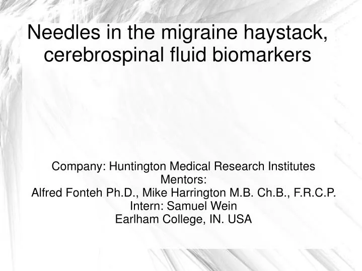 needles in the migraine haystack cerebrospinal fluid biomarkers