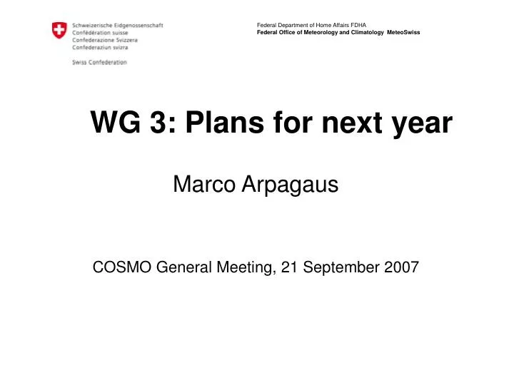 wg 3 plans for next year
