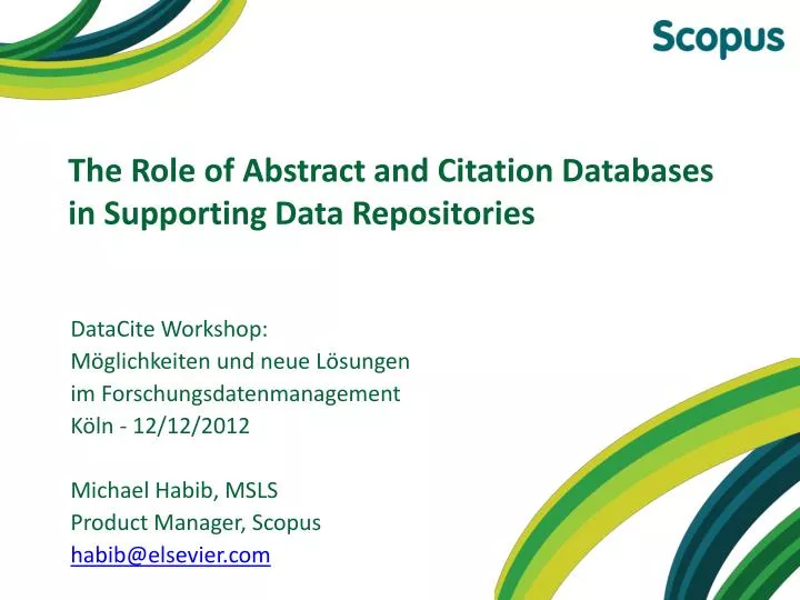 the role of abstract and citation databases in supporting data repositories