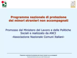 programma nazionale di protezione dei minori stranieri non accompagnati