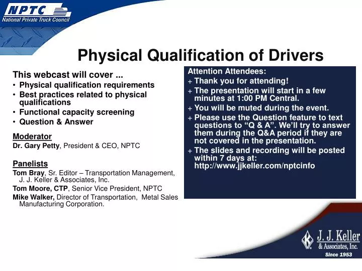 physical qualification of drivers