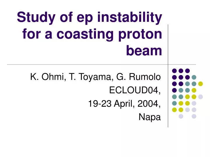 study of ep instability for a coasting proton beam