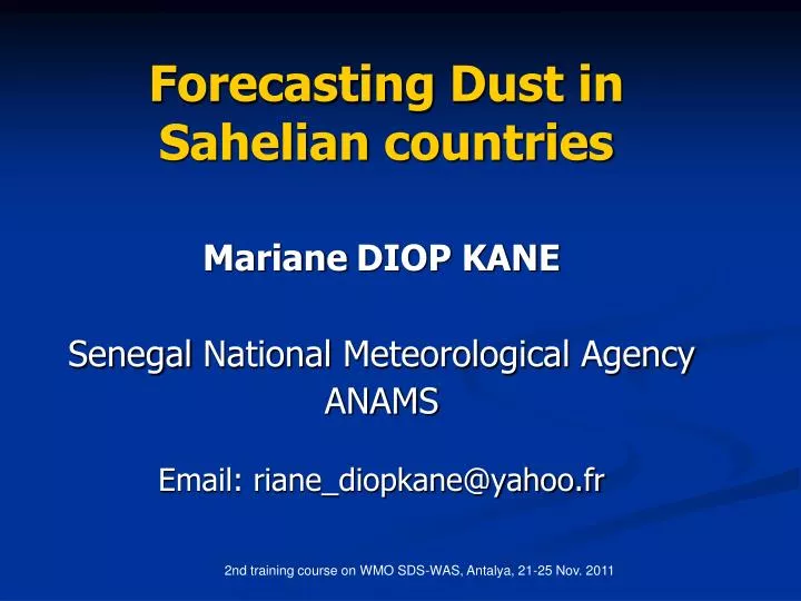 forecasting dust in sahelian countries