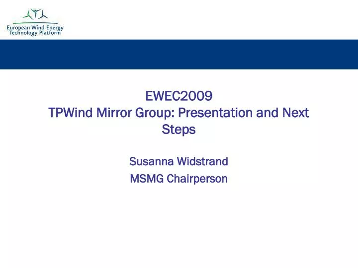 ewec2009 tpwind mirror group presentation and next steps