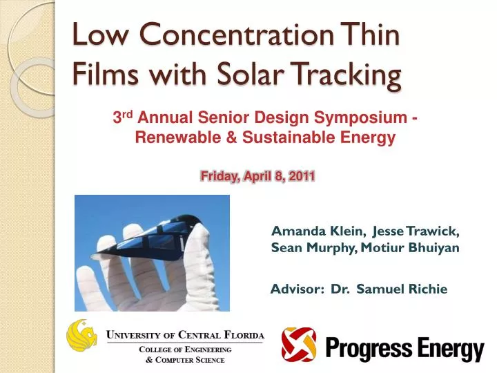 low concentration thin films with solar tracking