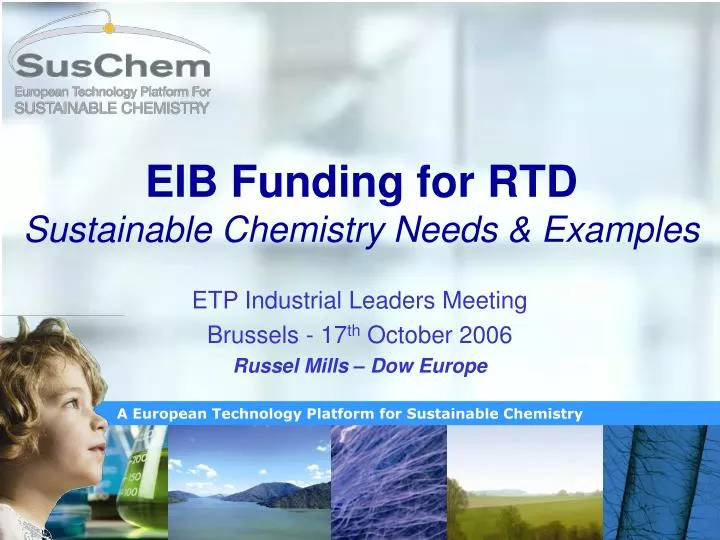 eib funding for rtd sustainable chemistry needs examples