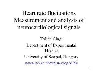 Heart rate fluctuations Measurement and analysis of neurocardiological signals