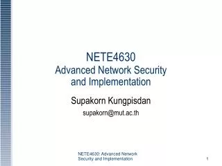 NETE4630 Advanced Network Security and Implementation