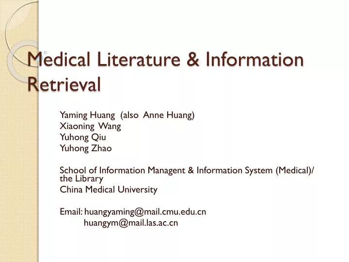 medical literature information retrieval