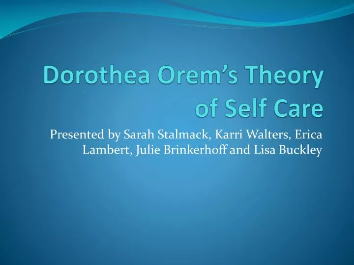 dorothea orem s theory of self care