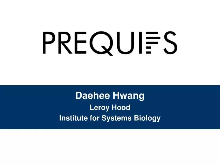 daehee hwang leroy hood institute for systems biology