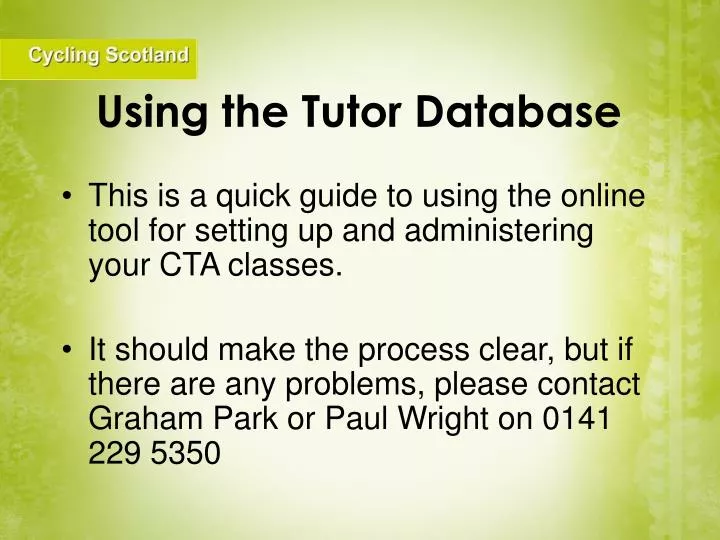 using the tutor database
