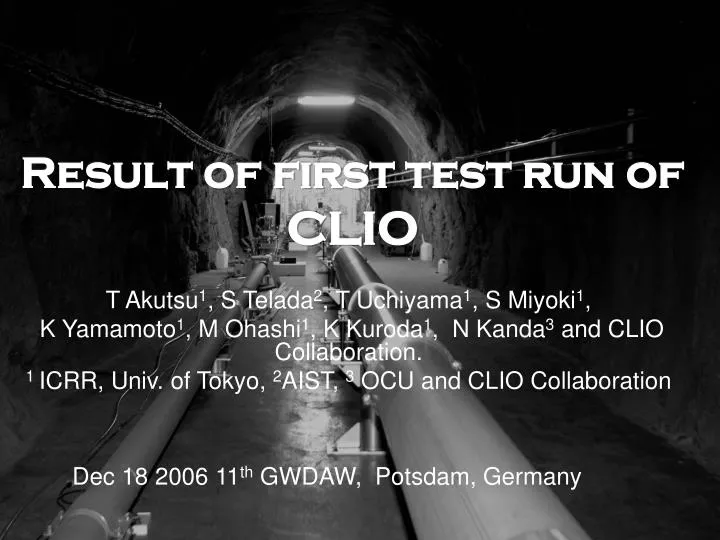 result of first test run of clio