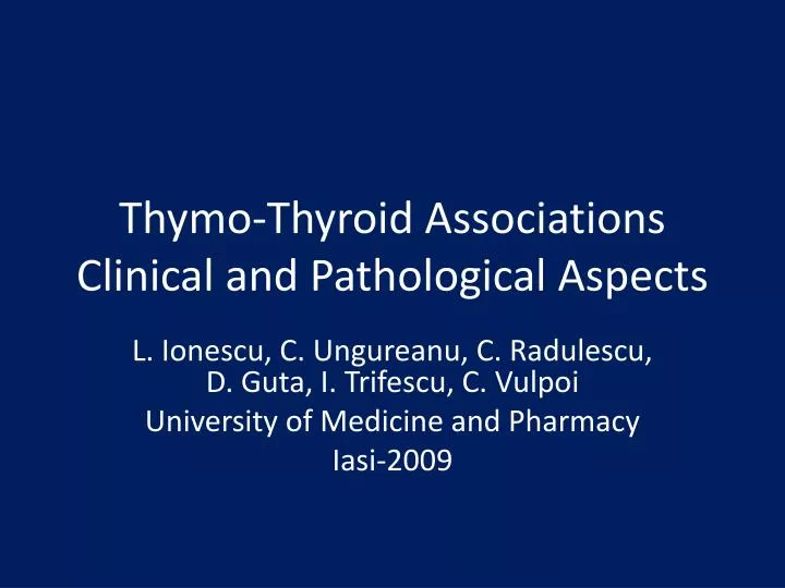 thymo thyroid associations clinical and pathological aspects
