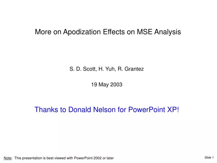 more on apodization effects on mse analysis