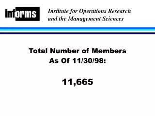 Total Number of Members As Of 11/30/98: 11,665