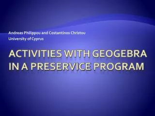 Activities with Geogebra in a preservice program