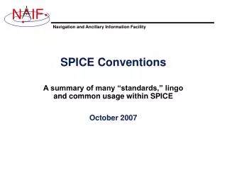 SPICE Conventions