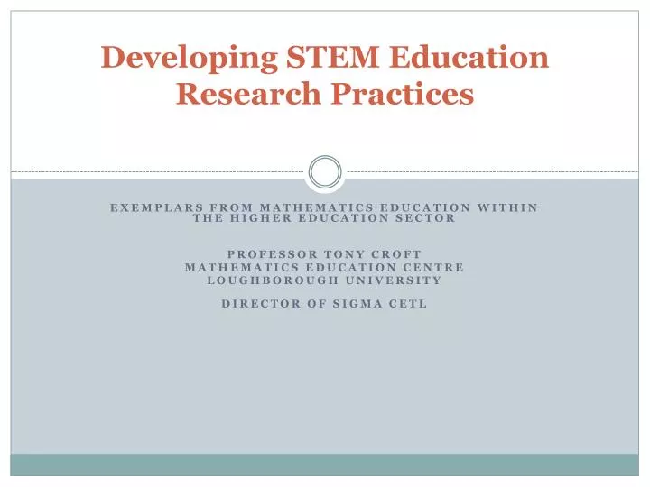 developing stem education research practices