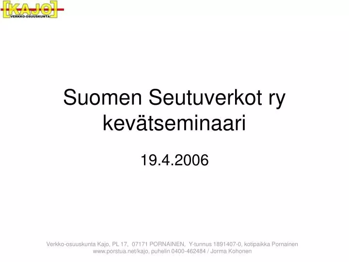 suomen seutuverkot ry kev tseminaari