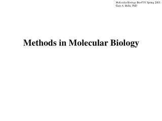 Methods in Molecular Biology