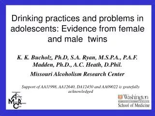Drinking practices and problems in adolescents: Evidence from female and male twins