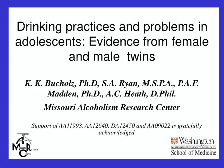 drinking practices and problems in adolescents evidence from female and male twins