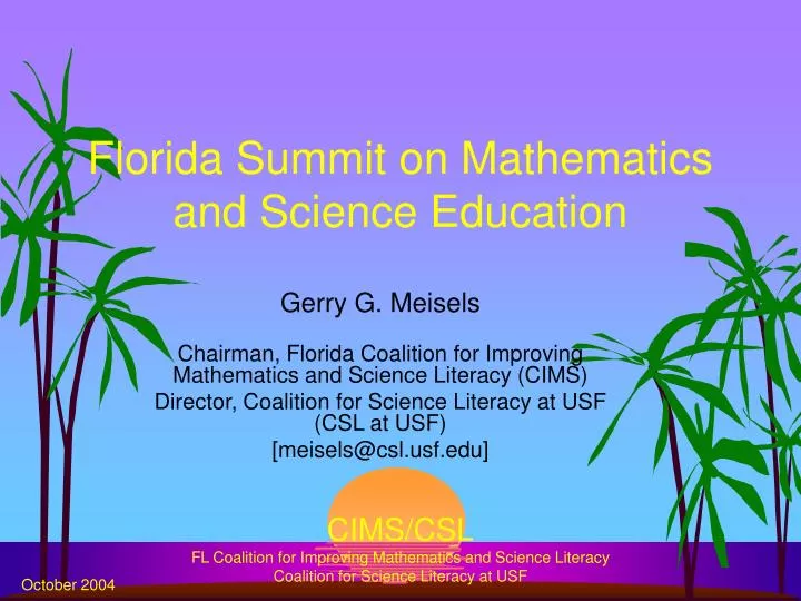 florida summit on mathematics and science education