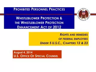 Prohibited Personnel Practices Whistleblower Protection &amp;