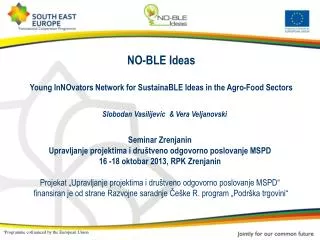 NO-BLE Ideas Young InNOvators Network for SustainaBLE Ideas in the Agro-Food Sectors