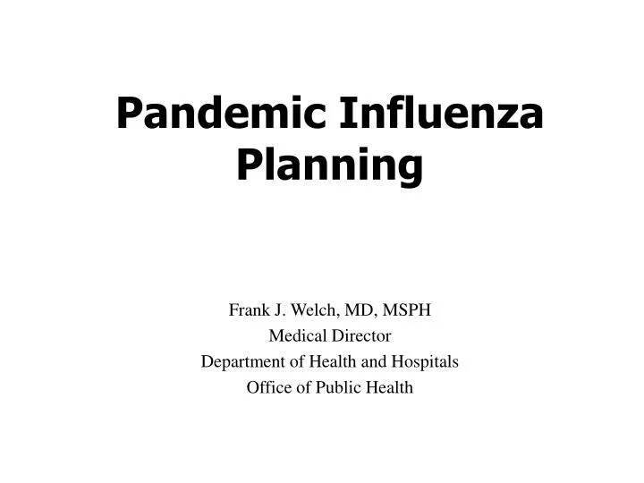 pandemic influenza planning