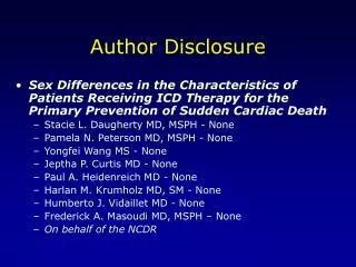 Author Disclosure