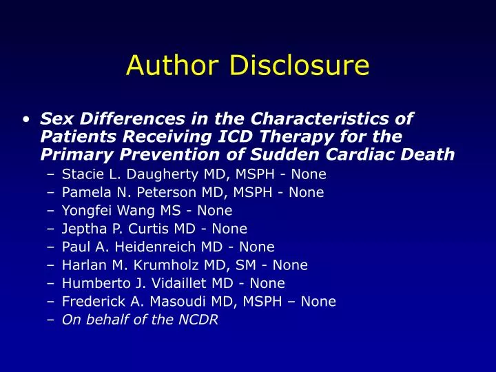 author disclosure