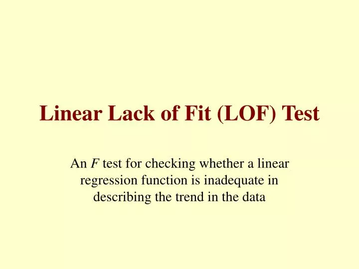 linear lack of fit lof test