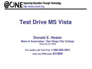 Test Drive MS Vista