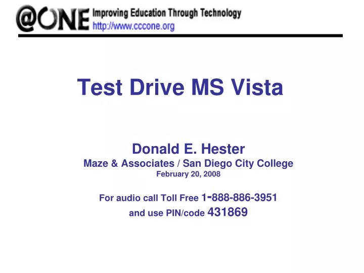test drive ms vista