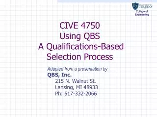 CIVE 4750 Using QBS A Qualifications-Based Selection Process