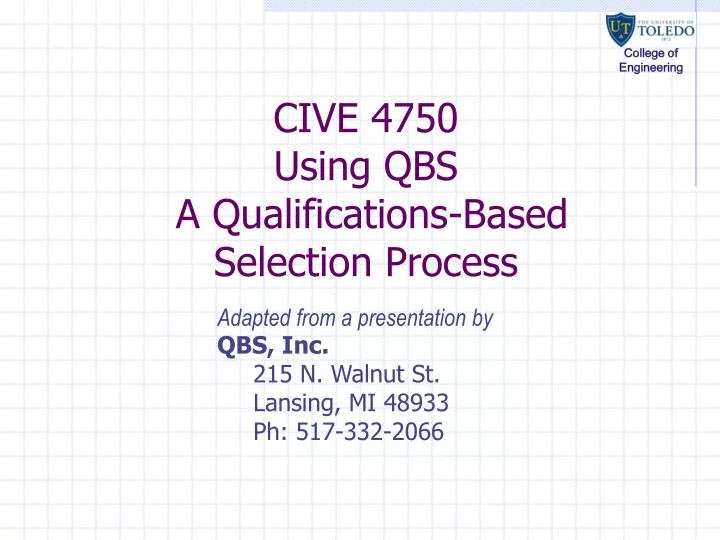cive 4750 using qbs a qualifications based selection process